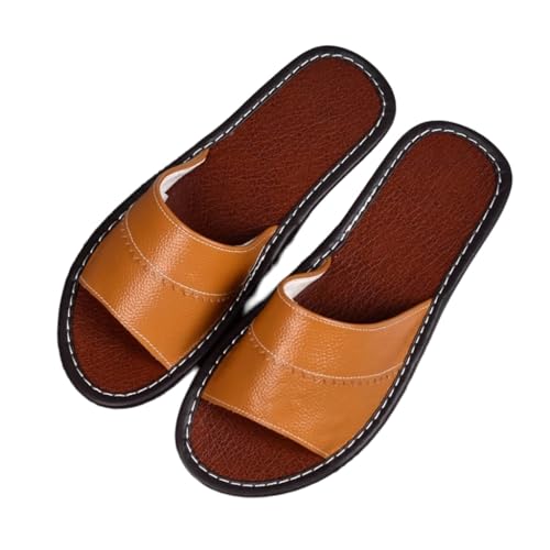 WIGSELBL Flache Leder-Sandalen für den Sommer, klassisch, offene Zehensandalen, für Paare, Zuhause, Innenbereich, atmungsaktiv, rutschfest, Büro-Hausschuhe, Freizeitschuhe (Orange, EUR 40–41) von WIGSELBL