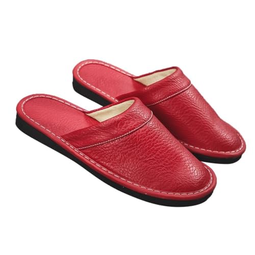 WIGSELBL Herren-Lederpantoffeln, geschlossene Zehen, lässige Hausschuhe, Paare, Zuhause, Innenbereich, atmungsaktiv, rutschfest, Sommer, drinnen und Büro, rot, EUR36-37 WIGSELBL Herren-Lederpantoffeln, geschlossene Zehen, lässige Hausschuhe, Paare, Zuhause, Innenbereich, atmungsaktiv, rutschfest, Sommer, drinnen und Büro, rot, EUR36-37 von WIGSELBL