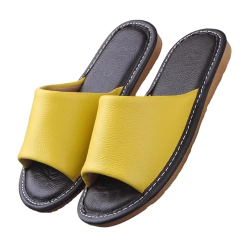 WIGSELBL Sandalen für Damen und Herren, Leder, Hausschuhe für drinnen und draußen, Unisex, weiche, flache Sandalen, offene Zehenpartie, Sommersandalen, rutschfest, für Zuhause, Schlafzimmer, Schuhe WIGSELBL Sandalen für Damen und Herren, Leder, Hausschuhe für drinnen und draußen, Unisex, weiche, flache Sandalen, offene Zehenpartie, Sommersandalen, rutschfest, für Zuhause, Schlafzimmer, Schuhe von WIGSELBL
