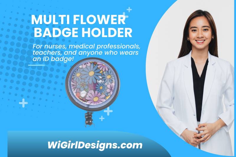 Multi Color Flower Badge Reel, Lehrer Krankenschwester Id-Kartenhalter von WIGirlDesign