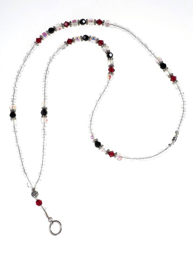 Schwarz & Rubin Kristall Schlüsselband, Id Ausweishalter, Perlen Lehrer Pta Geschenk Für Lehrer, Schmuck Geschenk, Mitarbeiter Schwarz & Rubin Kristall Schlüsselband, Id Ausweishalter, Perlen Lehrer Pta Geschenk Für Lehrer, Schmuck Geschenk, Mitarbeiter von WIGirlDesign