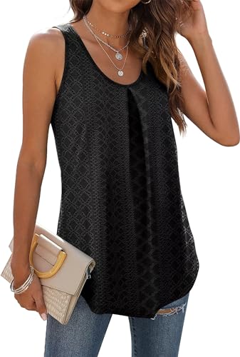 WIHOLL Damen Tank Top Sommer Ärmellose Oberteile Tops Casual V-Ausschnitt Elegant Shirts Bluse Schwarz M von WIHOLL