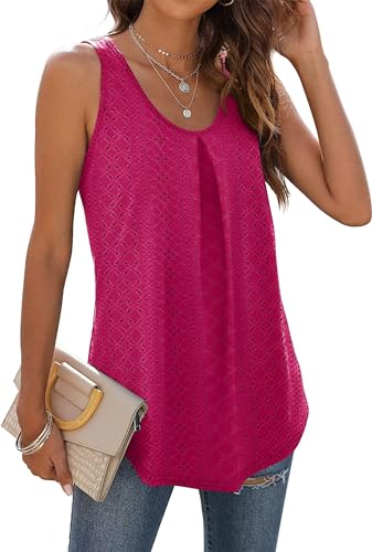 WIHOLL Damen Tank Top Sommer Ärmellose Oberteile Tops Casual V-Ausschnitt Elegant Shirts Bluse Violett XL von WIHOLL