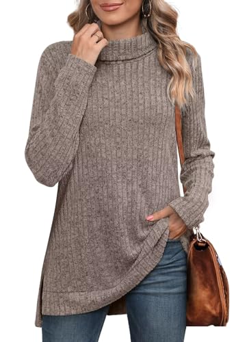 WIHOLL Pullover Damen Sweater Rollkragenpullover Sweatshirt Langarm Strickpullover Herbst Pulli Oberteile Kaffee M WIHOLL Pullover Damen Sweater Rollkragenpullover Sweatshirt Langarm Strickpullover Herbst Pulli Oberteile Kaffee M von WIHOLL