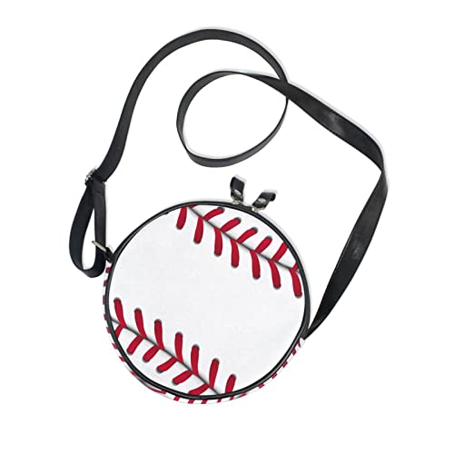 Runde Umhängetasche für Damen, Baseball, Sportball, kleine Kreis-Tasche, Handtasche, baseball Runde Umhängetasche für Damen, Baseball, Sportball, kleine Kreis-Tasche, Handtasche, baseball von WIHVE