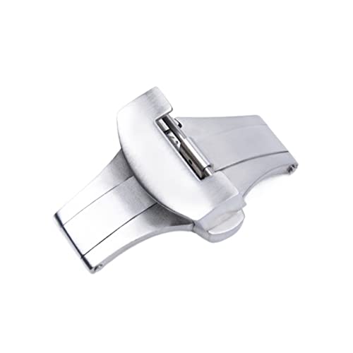 WIKUNA 22 mm Uhrenzubehör Edelstahlschnalle Doppelpresse Schmetterlingsschnalle passend für Panerai Armband Faltschließe (Farbe: Silberschnalle, Größe: 22 mm PAM Markierung) von WIKUNA