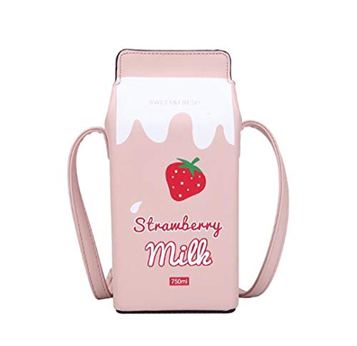 WILD FINDING Frauen Früchte Banane Erdbeere Milch Box Crossbody börse Frauen Handy börse Schultertasche (Erdbeere), 9.6 von WILD FINDING