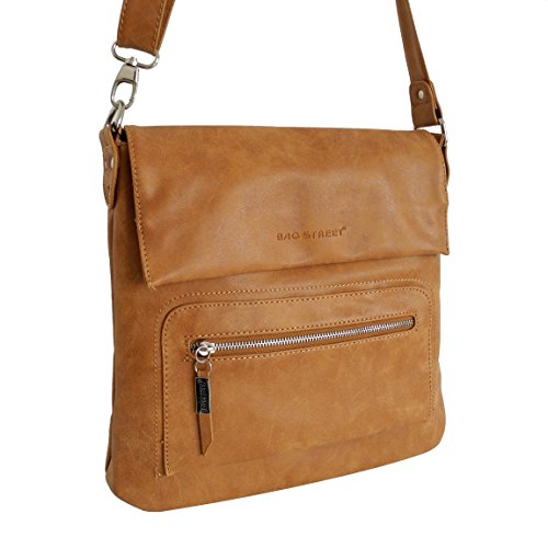 Bag Street Damen Umhängetasche Citytasche Schultertasche wertiges PU Lederimitat im Rustikal Look - präsentiert von ZMOKA® von WILD THINGS ONLY !!!
