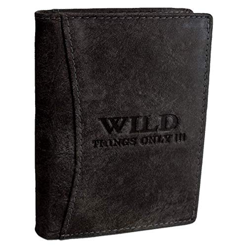 Bag Street Geldbörse Herren Geldbeutel rustikal Hochformat Rind-Leder Börse Wild 5500 (Schwarz) von WILD THINGS ONLY !!!