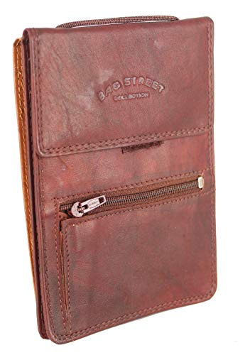 LEDER BRUSTBEUTEL BRUSTTASCHE Umhängetasche Geldbörse Security Wallet(MAROON) von Bag Street