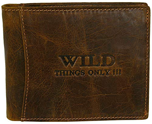 WILD THINGS ONLY !!! Herren Geldbörse Echt-Leder mit RFID-Schutz & Geschenkbox - Geldbeutel Brieftasche Portemonnaie von WILD THINGS ONLY !!!