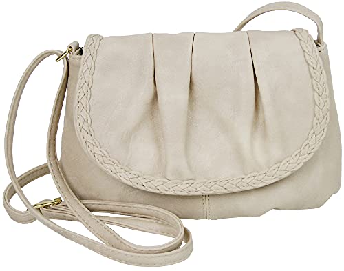 WILD THINGS ONLY !!! Kleine elegante Damen Umhängetasche Abendtasche 23 x 14 cm Farbe Beige-Natur von WILD THINGS ONLY !!!