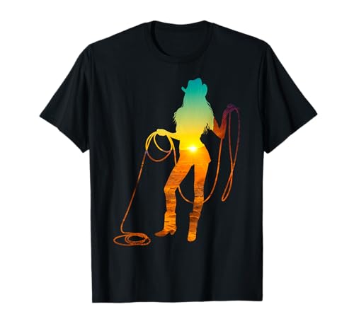 Wild West Western Cowgirl Cowboy Girl Silhouette für Frauen T-Shirt Wild West Western Cowgirl Cowboy Girl Silhouette für Frauen T-Shirt von WILD WEST FASHION - Western Clothes For Women