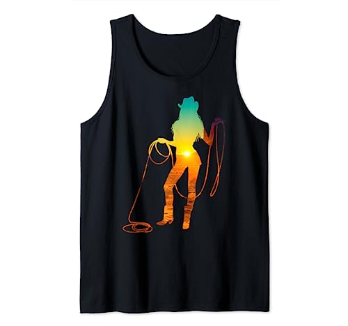 Wild West Western Cowgirl Cowboy Girl Silhouette für Frauen Tank Top Wild West Western Cowgirl Cowboy Girl Silhouette für Frauen Tank Top von WILD WEST FASHION - Western Clothes For Women