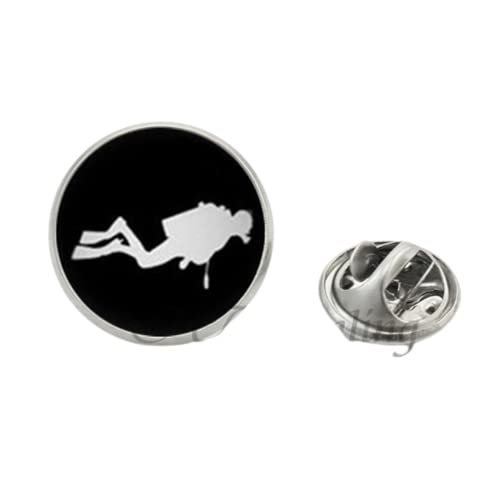 Haie Schmetterlingsverschluss Pin Haie und Taucher Kragenspitzen Glas Foto Edelstahl Anstecknadeln Frauen Zubehör Stahl Anstecknadeln, Metall von WILDBASIL