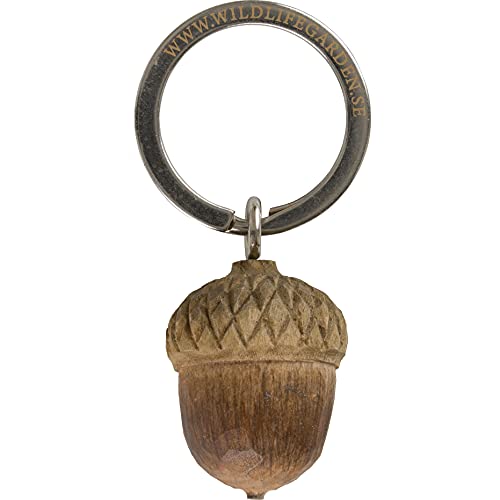 WILDLIFEGARDEN Wildlife Garden - Schlüsselring - Schlüsselanhänger - Eichel - Handgeschnitzt - Maße (ØxH): 2,2 x 6,5 cm von WILDLIFEGARDEN