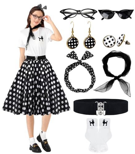 WILDPARTY 50er 60er Jahre Outfit Damen mit 10Pcs Rockabilly Accessoires 1950s Cocktailkleid Mottoparty Sommer Kleider Vintage Pudel T-Shirt Rock Set WILDPARTY 50er 60er Jahre Outfit Damen mit 10Pcs Rockabilly Accessoires 1950s Cocktailkleid Mottoparty Sommer Kleider Vintage Pudel T-Shirt Rock Set von WILDPARTY