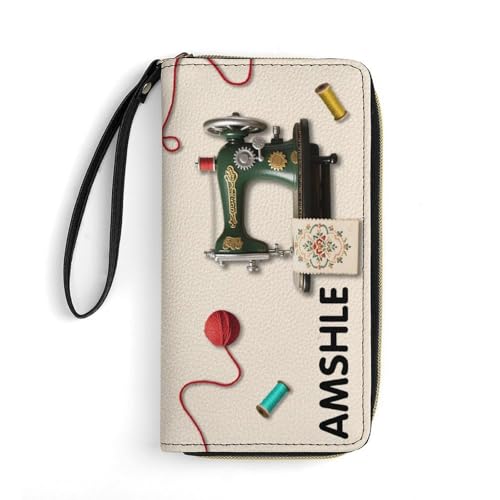 WILINNI Personalisierte Nähmaschine Leder Geldbörse Benutzerdefinierte Name Nähgeldbörse Lustige Mama Brieftasche Geschenk Damen Mama Oma Weihnachten Geburtstag Jahrestag (Stil 2) von WILINNI