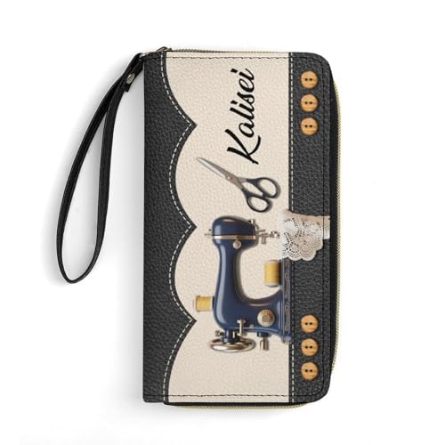 WILINNI Personalisierte Nähmaschine Leder Geldbörse Benutzerdefinierte Name Nähgeldbörse Lustige Mama Brieftasche Geschenk Damen Mama Oma Weihnachten Geburtstag Jahrestag (Stil 4) von WILINNI