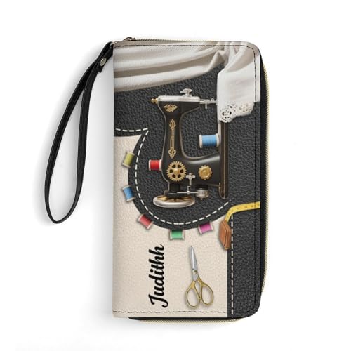 WILINNI Personalisierte Nähmaschine Leder Geldbörse Benutzerdefinierte Name Nähgeldbörse Lustige Mama Brieftasche Geschenk Damen Mama Oma Weihnachten Geburtstag Jahrestag (Stil 5) von WILINNI