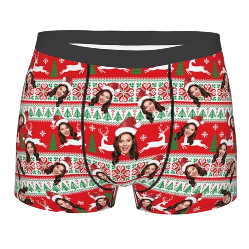 WILINNI Personalisierte Weihnachts Boxershorts Herren Multi Girlfriend Face Print Foto Lustige Unterhosen Männer Geburtstag, Weihnachten| S-2Xl (Stil 8) von WILINNI