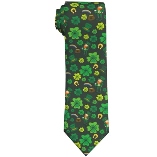 WILL BUDXEG Lustige Herren-Krawatte, modische Krawatte, St. Patrick's Day Vierblättriges Kleeblatt Grüner Kobold Lucky Shamrocks Irish, Einheitsgröße von WILL BUDXEG