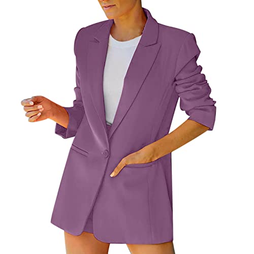 Hosenanzug Damen Festlich Hochzeit Rosa Blazer Damen Blazer Elegant Anzug Damen Elegant 2 Teiler Blazer Orange Rosa Blazer Blazer Flieder Damen Mantel Lila Blazer Mit Knopf Jacke Damen Kurz Beerdigu von WILLBEST