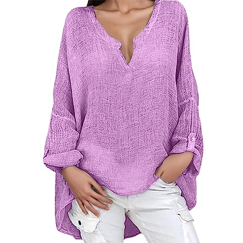 Shirt Langarm Damen Tunika Damen elegant Baumwolle Bluse weiß satinblusen für Spitzen Oberteil rotes t Shirt für leinen top Mode dreiviertelarm von WILLBEST