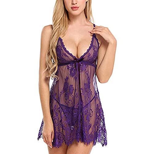 WILLBEST Babydoll Shirt Damen Lang Dessous Damen sexy unterwäsche Set mit Strapsen nachhaltige unterwäsche unterwäsche schwarz e BH Set mit Tanga Blauer Sport BH Weihnachts Dessous kniestrümpfe Damen von WILLBEST