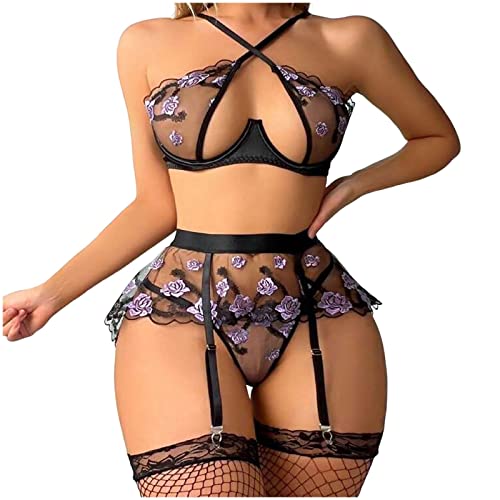 WILLBEST Weihnachts Dessous Damen xs unterwäsche Damen unterwäsche Baumwolle Corsagen Set Babydoll Seide Korsett Bustier Strapsen Dessous Set Mit Strümpfen Strumpfband blau Waist Trainer von WILLBEST