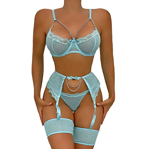 dessous damen weihnachten unterwäsche damen netz unterwäsche corsagen set babydoll unterwäsche bustier blau Dessous Sexy Set fishnet bügelloser bh damen negligee damen stillnachthemd bh rückenf von WILLBEST