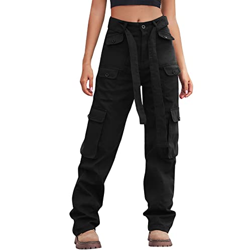 Jogginghose Damen Baggy Sporthose Damen Lang Dunkelblau Weisse Hosen Stretch Bootcut Jeans y2k Yogahose Weites Bein Warm Latzhose Arbeitshose GrüN Weite Hose hos von WILLBEST