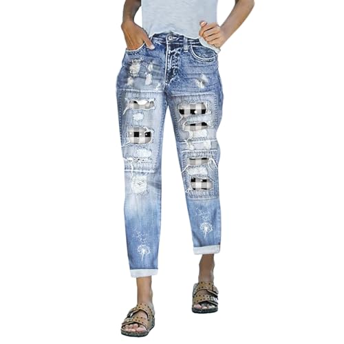 WILLBEST Radlerhose Damen Sporthose Damen 7/8 Locker Leicht Hosen Elegant Jeans Skinny Jeans Low Waist Trainingshose Winter Haremshose musselin Set Cargohose kurz schlupf von WILLBEST