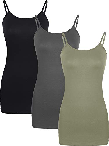 WILLBOND Damen Camisole Basic, Schwarz, Dunkelgrau und Grün, XL von WILLBOND