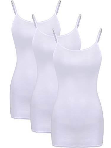 WILLBOND 3-teiliges Damen-Tanktop mit verstellbaren Spaghettiträgern, Weiß, Klein von WILLBOND