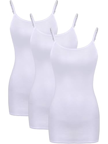 WILLBOND 3-teiliges Damen-Tanktop mit verstellbaren Spaghettiträgern, Weiß, XX-Large von WILLBOND