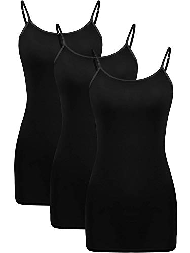 WILLBOND 3-teiliges Damen-Tanktop mit verstellbaren Spaghettiträgern, schwarz, XX-Large von WILLBOND