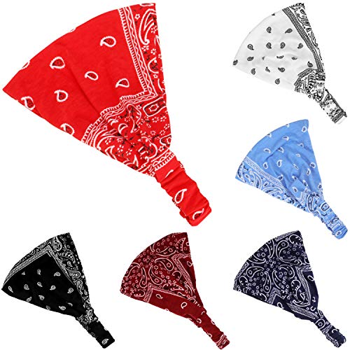 WILLBOND 6 Stücke Paisley Bandana Stirnband für Frauen mit Elastischem Yoga Stirnband Einstellbare Turban Headwrap von WILLBOND