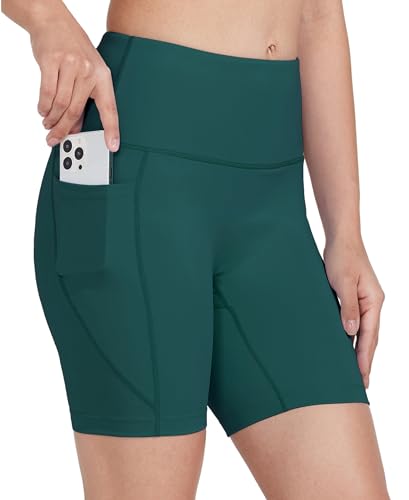 WIILIT 6" Damen Badeshorts UPF50 Badehose Bikinihose Schwimmshorts Hohe Taille Tummy Control Boardshorts Schnell Trocknend mit Innenfutter Taschen Türkis L von WILLIT