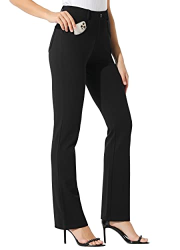 WILLIT 31" Damen Yoga Kleid Hose Bootcut Arbeitshose Hose Stretch Büro Casual Gürtelschlaufen Hose 4 Taschen Schwarz M von WILLIT