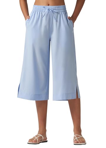 WILLIT Caprihose Damen Sommer Badehose Capri Hosen Weite Freizeithose Sporthose Beach Board Schwimmen Badeanzug Schnelltrocknend Leicht UPF50+ Taschen Hellblau XXL von WILLIT