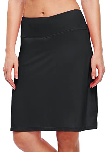 WILLIT Damen 20" Röcke Golf Knielange Tennisröcke Sportlich Modest Sportlich Casual Skorts Tasche UVA-Schutz Schwarz XXL von WILLIT