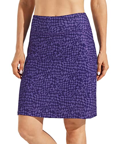 WILLIT Damen 20" Skort Röcke Golf Tennis Knielange Röcke Sportlich Modest Casual Skorts Mit Taschen Checkered L von WILLIT