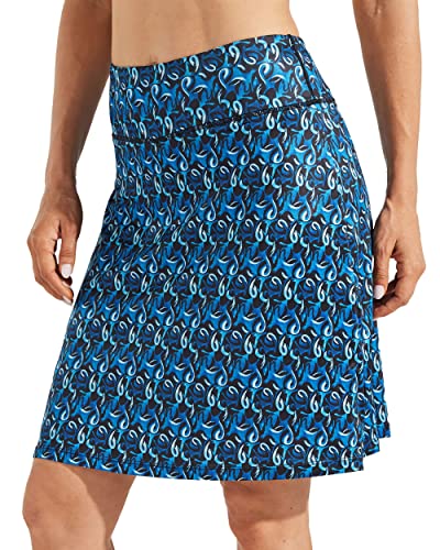 WILLIT Damen 20" Röcke Golf Knielange Tennisröcke Sportlich Modest Sportlich Casual Skorts Tasche UVA-Schutz Sea Wave XXL von WILLIT