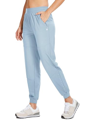 WILLIT Damen Athletic Jogger Hose Laufen Jogginghose Workout Schnelltrockner Hose Leichtgewicht mit Reißverschlusstaschen Dunstblau S von WILLIT