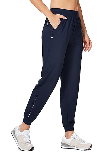 WILLIT Damen Athletic Jogger Hose Laufen Jogginghose Workout Schnelltrockner Hose Leichtgewicht mit Reißverschlusstaschen Navy M von WILLIT