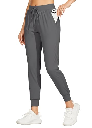 WILLIT Damen Athletic Joggers Leichte Laufhose Workout Sweatpant Jogginghose lässige Hose mit Taschen Dunkelgrau XS von WILLIT