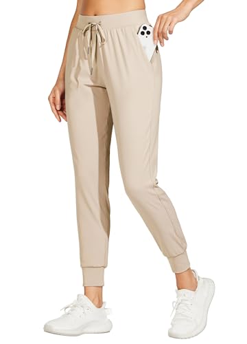 WILLIT Damen Athletic Joggers Leichte Laufhose Workout Sweatpant Jogginghose lässige Hose mit Taschen Khaki L WILLIT Damen Athletic Joggers Leichte Laufhose Workout Sweatpant Jogginghose lässige Hose mit Taschen Khaki L von WILLIT