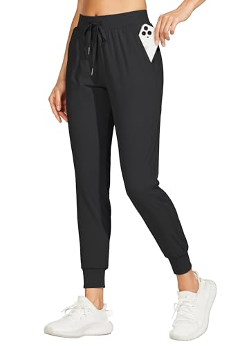 WILLIT Damen Athletic Joggers Leichte Laufhose Workout Sweatpant Jogginghose lässige Hose mit Taschen Schwarz M von WILLIT