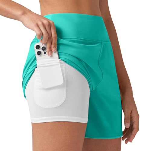 WILLIT Damen Badeshorts UPF50+ Badehose Schwimmhose High Waist Boardshorts Schnelltrocknend mit Taschen Grün XL von WILLIT